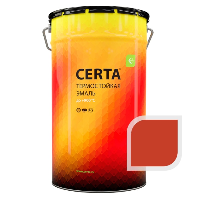 Термостойкая краска эмаль CERTA (Церта), цв. ярко красный, до 400 °C (фасовка 25 кг.)